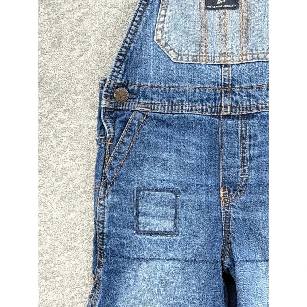 Vintage OshKosh Overalls Toddler Size 2T Flannel Lined Patchwork Denim Logo Blue
